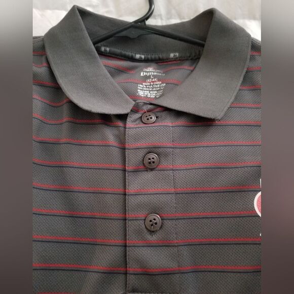 Men's Gray and Red Striped Polo Shirt With St. Louis CARDINALS! - Picture 2 of 5